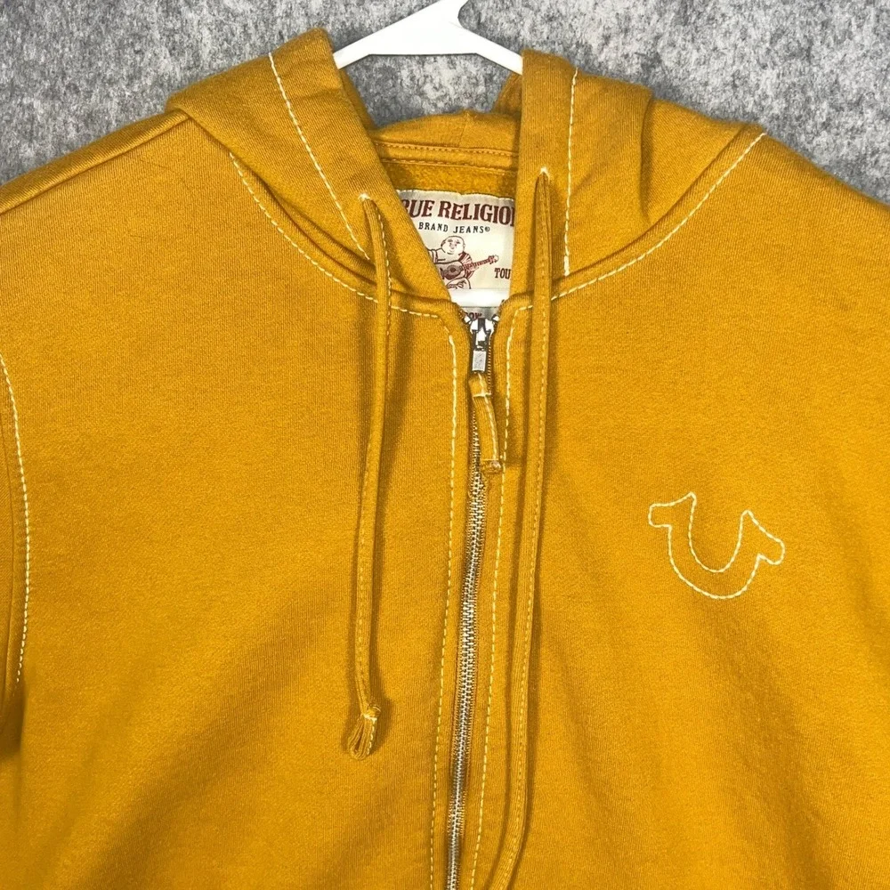 True Religion Men's Big T Zip Up Hoodie Yellow World Tour Buddha 2XL 49005-00